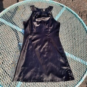 2000s Black Satin Mod Guess Mini Dress